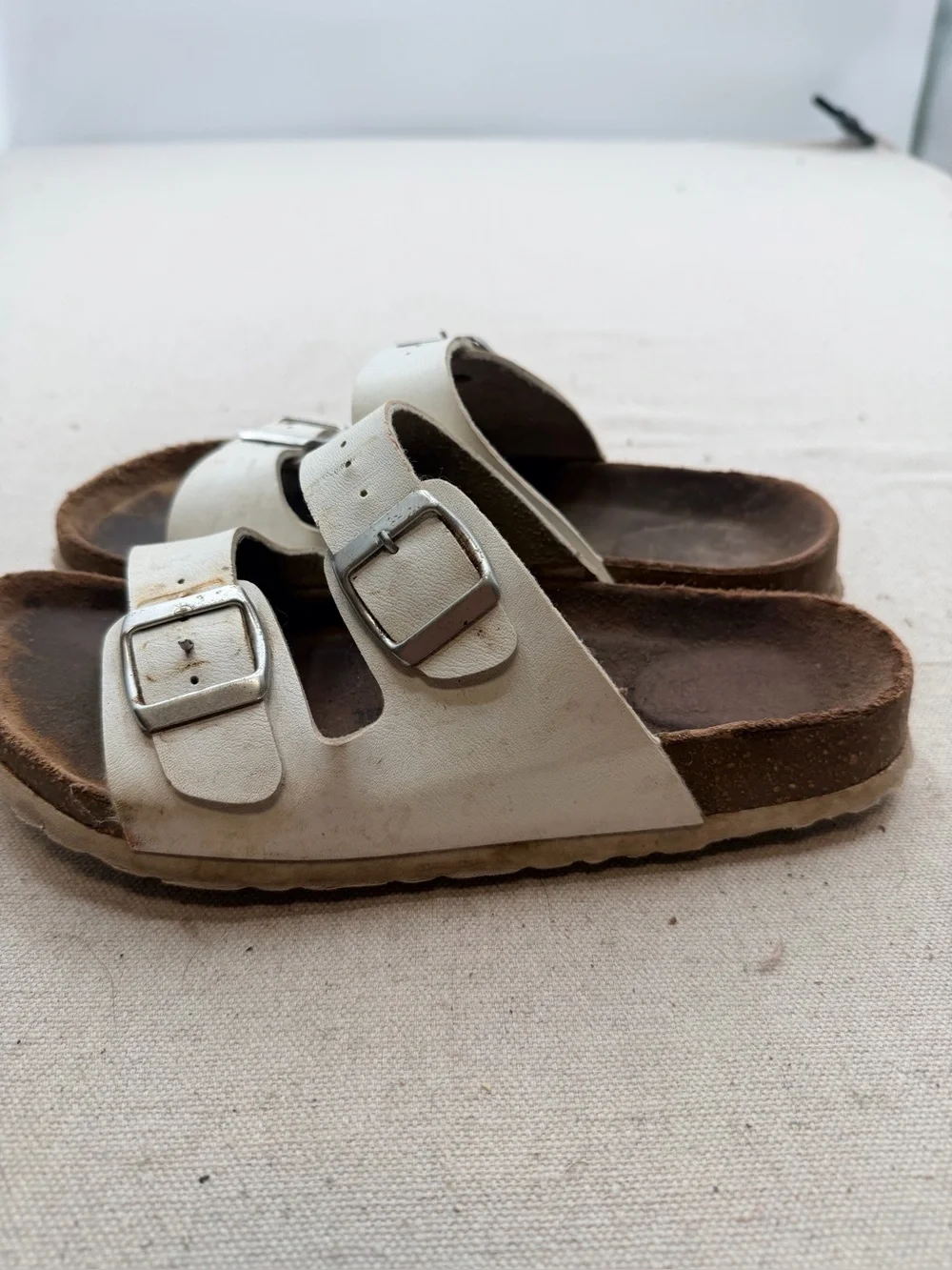 White Double-Buckle Women's Sandals